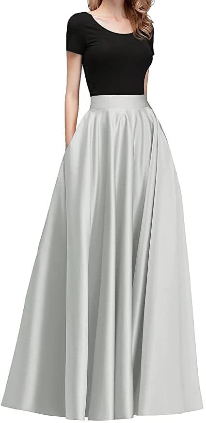 JANAK Maxi Skirt for Women, Soft Silk Fabric, Adjustable Waist, Flared Pattern (White) - Image 3