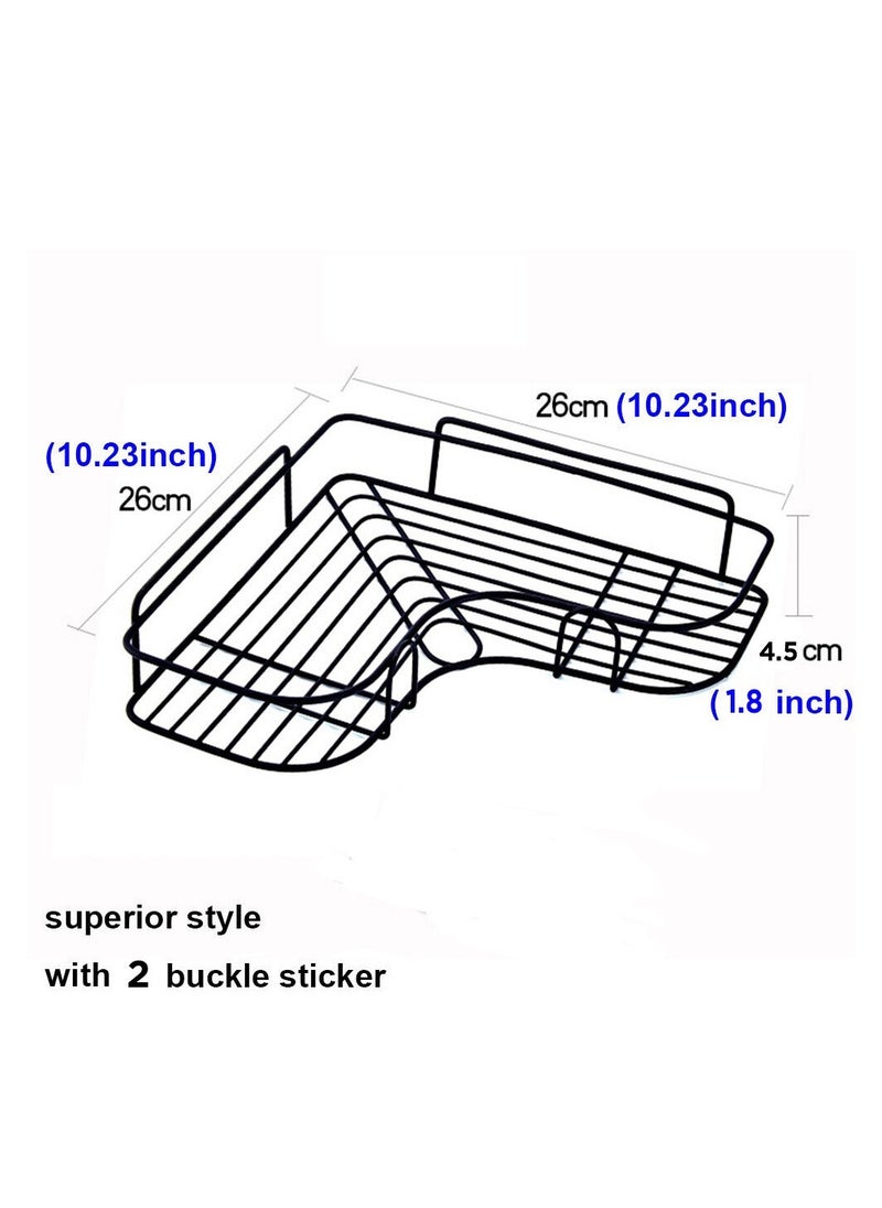 BestStore - 2-Pack Corner Shower Caddy Shelves – Self-Adhesive, No-Drill, Rustproof Wall-Mounted Storage Organizer for Bathroom and Kitchen with 4 Strong Adhesive Stickers, Black - Image 1