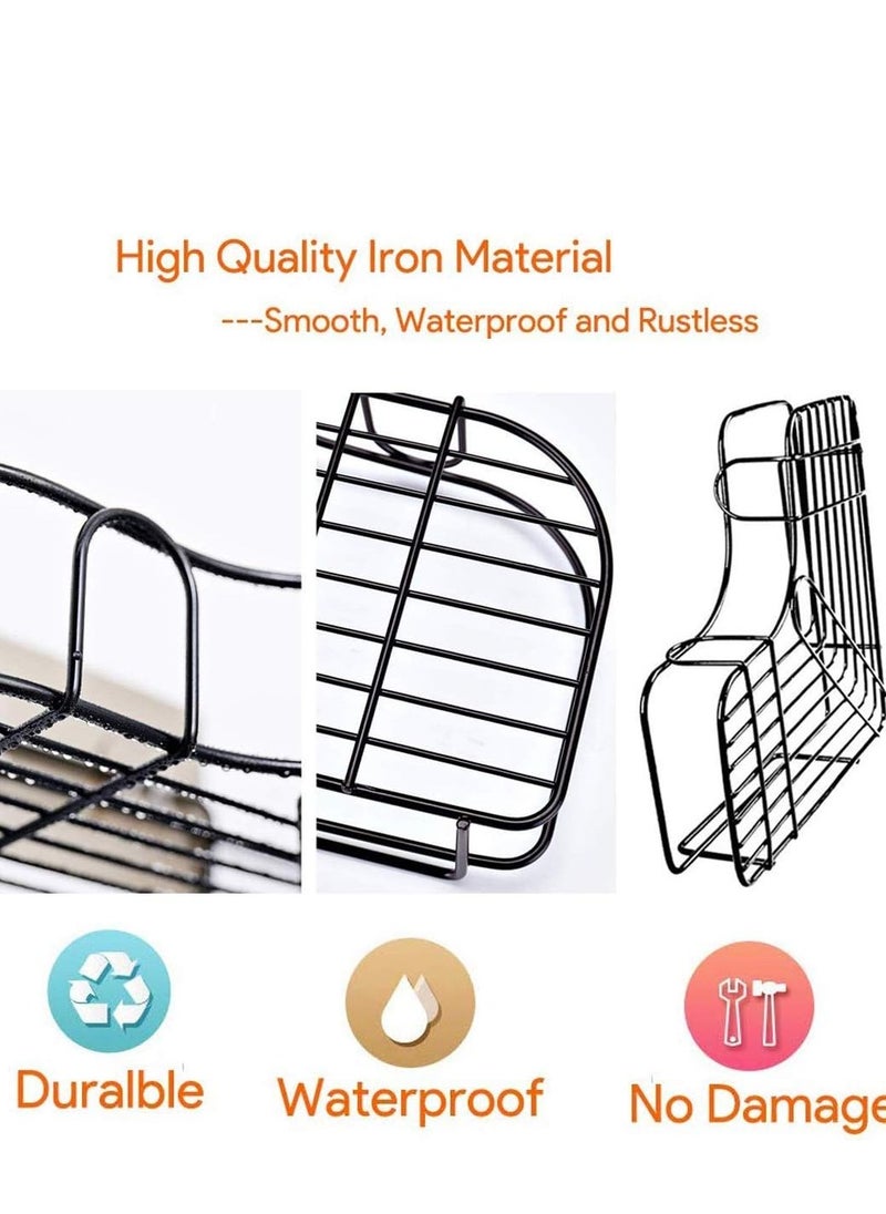 BestStore - 2-Pack Corner Shower Caddy Shelves – Self-Adhesive, No-Drill, Rustproof Wall-Mounted Storage Organizer for Bathroom and Kitchen with 4 Strong Adhesive Stickers, Black - Image 1