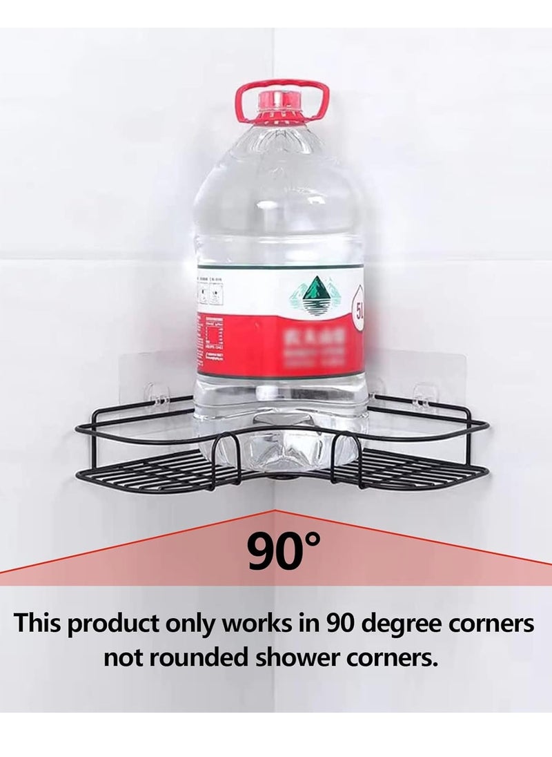 BestStore - 2-Pack Corner Shower Caddy Shelves – Self-Adhesive, No-Drill, Rustproof Wall-Mounted Storage Organizer for Bathroom and Kitchen with 4 Strong Adhesive Stickers, Black - Image 1