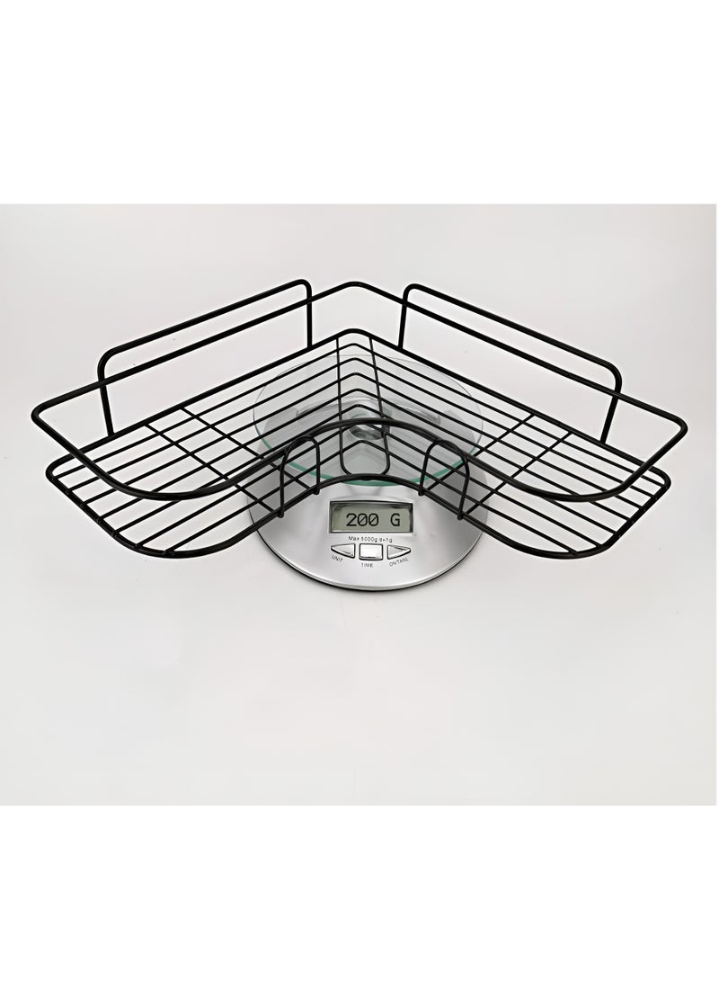BestStore - 2-Pack Corner Shower Caddy Shelves – Self-Adhesive, No-Drill, Rustproof Wall-Mounted Storage Organizer for Bathroom and Kitchen with 4 Strong Adhesive Stickers, Black - Image 1