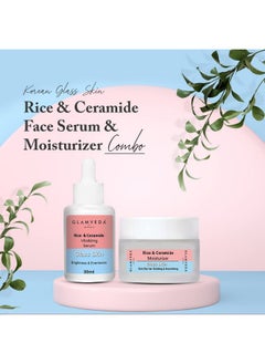 Glamveda Korean Glass Skin Rice & Ceramide Face Serum & Moisturizer Combo For Dry & Sensitive Skin Types  - Image 2