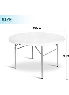 MOMENT 1.5M 5 Ft Round Folding Card Table, Indoor Outdoor Portable Plastic Kitchen Or Camping Picnic Party Wedding Event Table, White  - Image 2