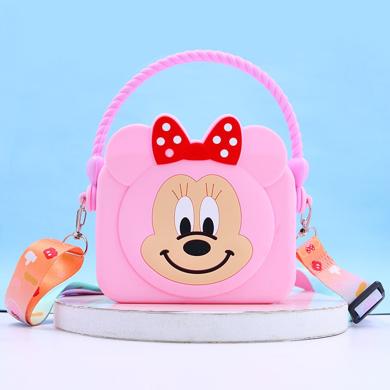 Cute Kuromi Silicone Coin Purse Cartoon Shoulder Bag Minnie portable (pink)