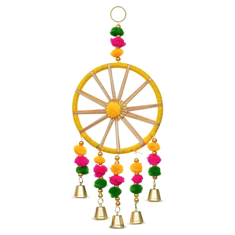 Webelkart Premium Rajasthani Door Hanging Set of 4 Diwali Decoration |Wall Hanging for Home Decoration| Pom Pom Hanging Wall Decor |Temple Decor Wall Hanging |Pooja Decor Hanging (13" Inches) - Image 4