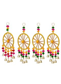Webelkart Webelkart Premium Rajasthani Door Hanging Set of 4 Diwali Decoration |Wall Hanging for Home Decoration| Pom Pom Hanging Wall Decor |Temple Decor Wall Hanging |Pooja Decor Hanging (13" Inches)  - Image 2