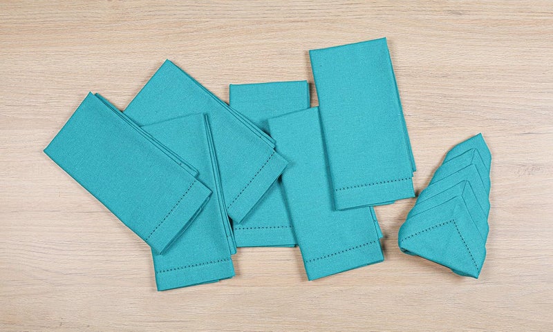 Goroly Home Cloth Dinner Napkin Cloth Napkin Set of 12 Hemstitch Cloth Napkin for Christmas Napkin Cloth Washable Cotton Dinner Napkins Fall Cloth Napkins Everyday Napkins Mitered Corner  18x18 Inch  Teal - Image 2