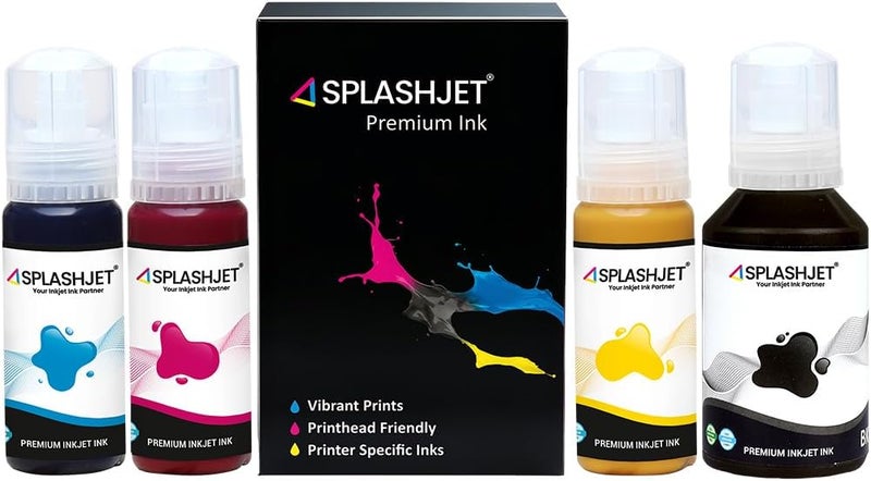 Splashjet 008 Compatible Refill Pigment Ink for Epson L15150, L15160, L15140, L6490, L6460 Printer - Compatible Ink Bottle for Epson 008 Ink Code (C/M/Y/Bk)- Ink Bottle Set (Multicolor) - 502367 - Image 2