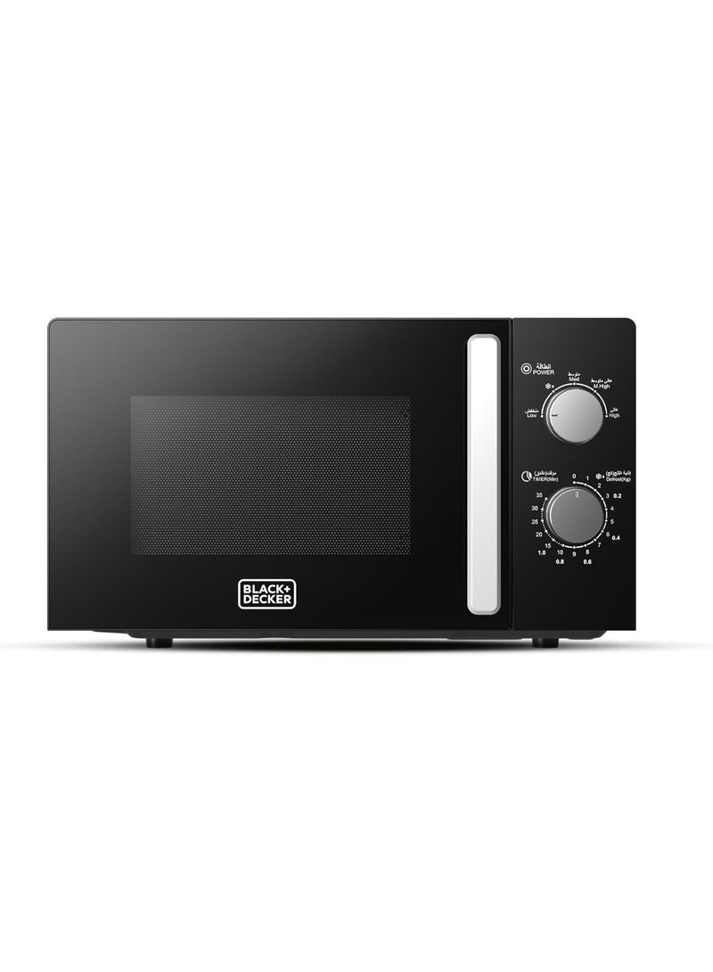 BLACK&DECKER Microwave Oven, 20L, 700W, 5 Power Levels, Defrost Function, 35-Min Timer, 255mm Glass Turntable for Even Cooking, Easy-Clean Cavity, Stylish Chrome Knobs  - Image 1