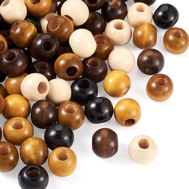 Craftdady Large Hole Natural Wood Beads 100pcs Rondelle Round Wooden Loose Beads 5 Colors Hair Dreadlock Beads 24x21mm for Macrame Bracelet Jewelry Craft Making Hole 9mm