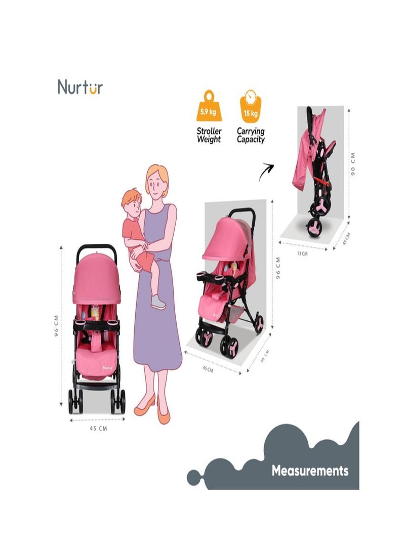 Nurtur Ryder Lightweight Baby Stroller Storage Basket Detachable Food Tray 5 point harness Adjustable Canopy Adjustable Reclining Seat and Leg rest 0 to 36 months Official Nurtur Product - Image 5