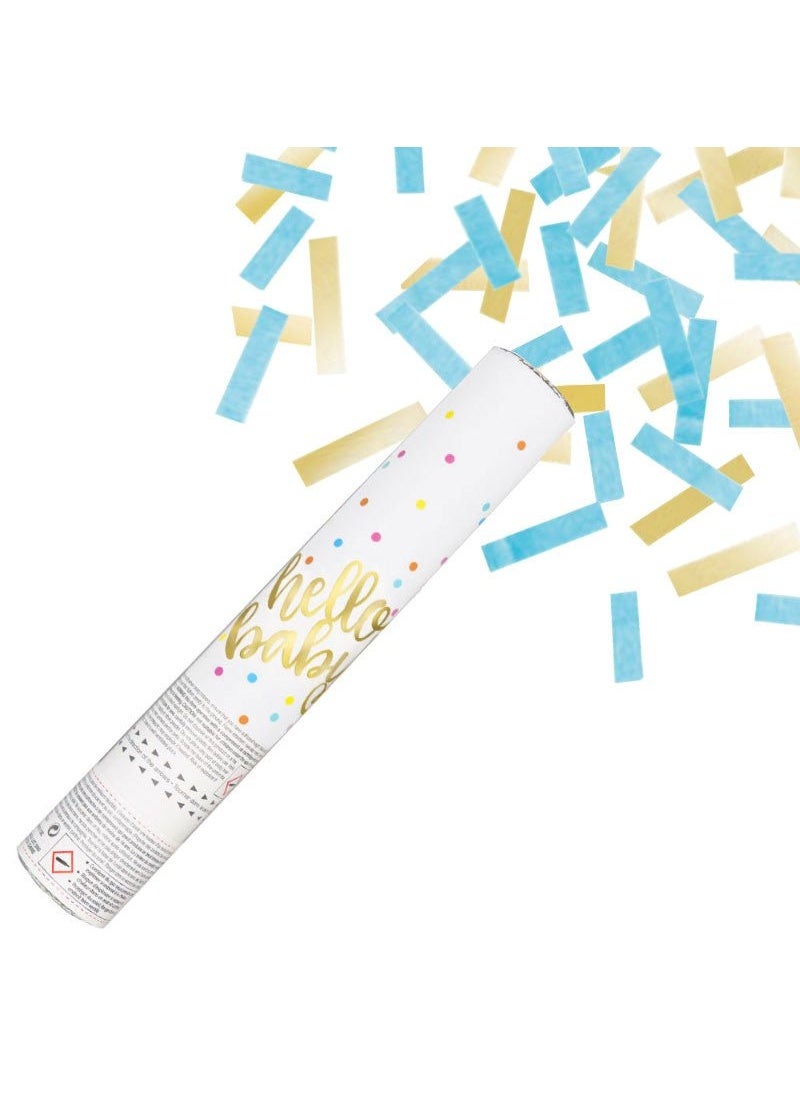Unique Hello Baby Confetti Cannon Gold Blue Gender Reveal 30cm