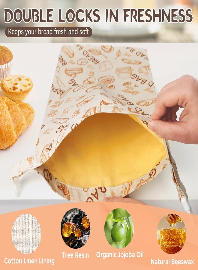 ReLuien 2 Pack Sourdough Beeswax Bread Bags for Homemade Bread Storage Bag, Reusable Large Capacity Portable Artisan Breads Beeswax Bags, Cotton Waxed Bags To Keep Freshness 17” x 12” - Image 2
