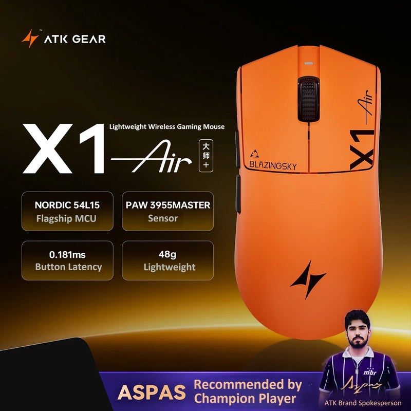 اي تي كي ماوس ATK Blazing Sky X1 V2 / X1 Air+ Wireless Gaming Mouse, Dual Mode, PAW3950 Ultra, 8K Polling Rate, Ergonomic for Esports - Image 1