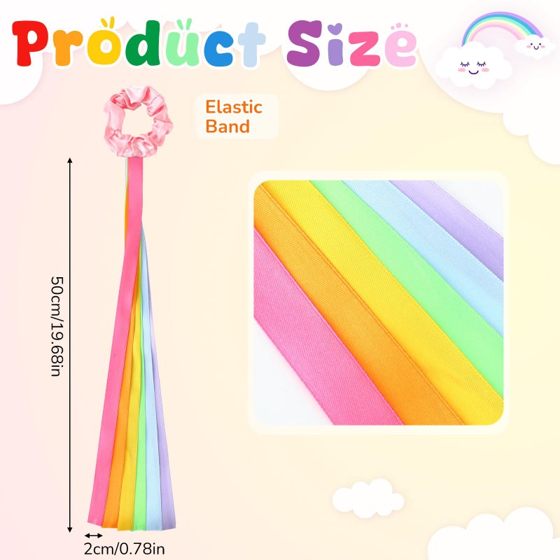VioraWhite 12 Pcs Rainbow Dance Ribbons Rainbow Rhythm Ribbons Wrist Streamers Hand Held Rhythm Streamers Gymnastics Dance Decorations for Kid Adult, Assorted Color (0.8 x 19.7 Inch,Multiple Colors) - Image 2