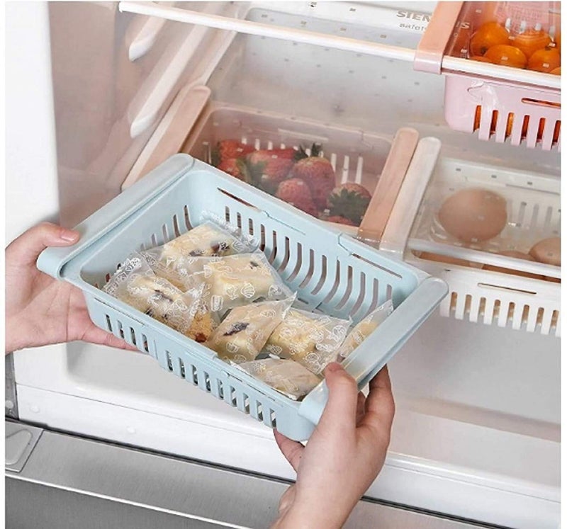 Mechdel Fridge Organizer Drawer Adjustable Fridge Storage Basket, Fridge Racks Tray Sliding Storage Racks (4) - Image 3