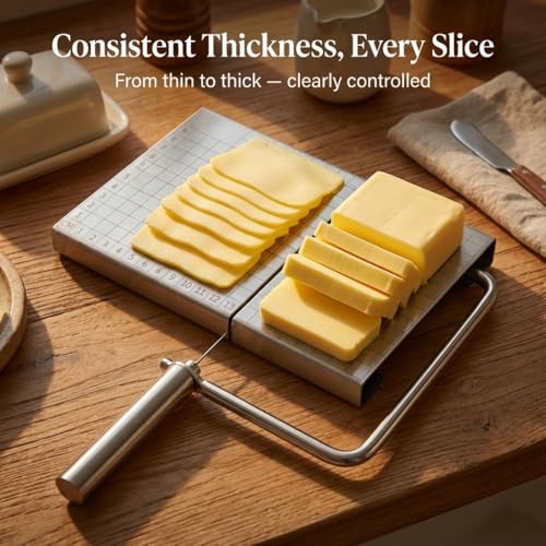 RWIXR Wire Cheese Slicer with Measuring Board and Adjustable Tension Control, for Consistent Results with Different Cheese Types, Includes 5 Extra Stainless Wires - Image 5