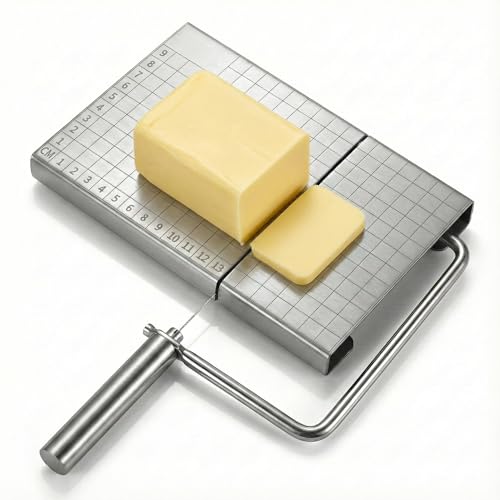 RWIXR Wire Cheese Slicer with Measuring Board and Adjustable Tension Control, for Consistent Results with Different Cheese Types, Includes 5 Extra Stainless Wires - Image 1