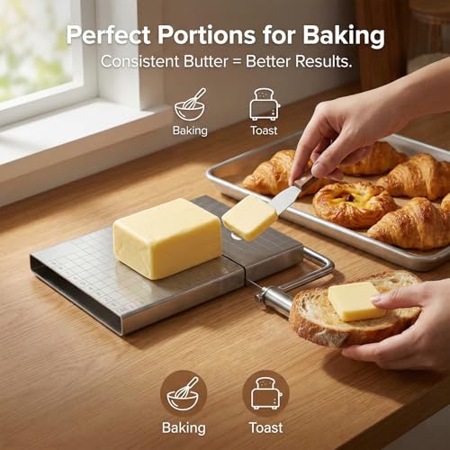 RWIXR Wire Cheese Slicer with Measuring Board and Adjustable Tension Control, for Consistent Results with Different Cheese Types, Includes 5 Extra Stainless Wires - Image 2