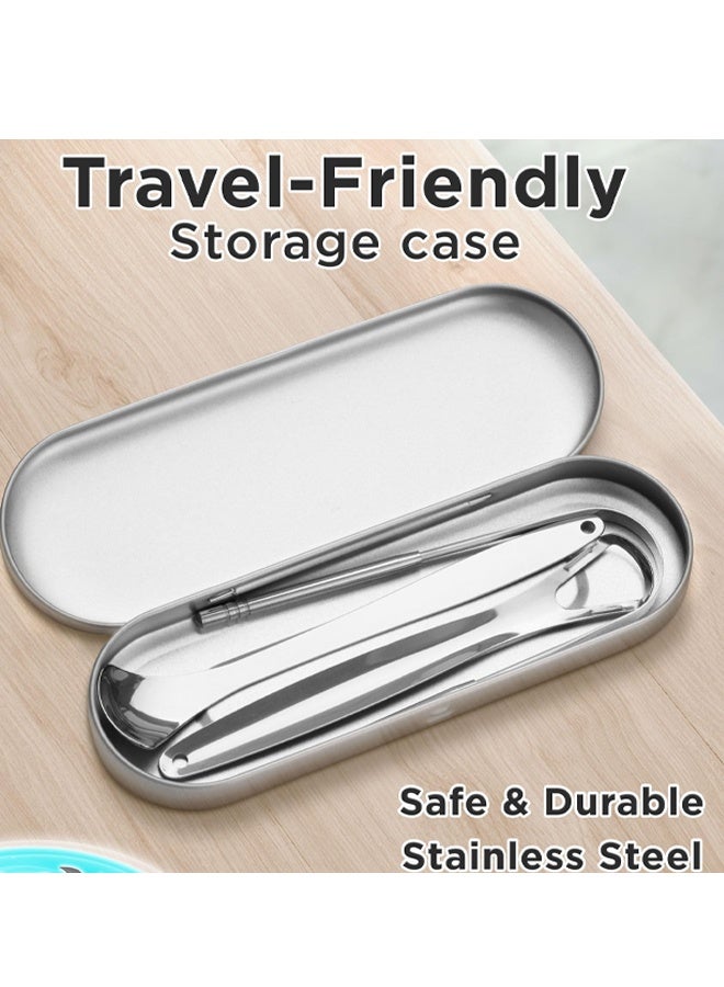 3Pcs Stainless Steel Tongue Scraper with Silver Storage Case, Adult Oral Cleaner for Fresh Breath - Image 5