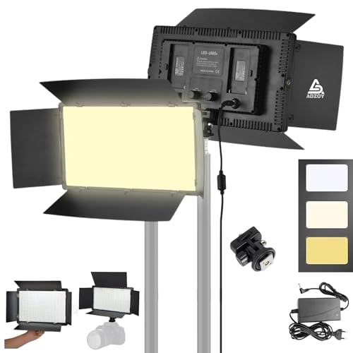 ADZOY Premium Pro LED 800 Photography Light – Bi-Color Dimmable Video Light with Adjustable Barn Doors, CRI 95+, for Studio, YouTube, Film & Portrait Photography - Image 1