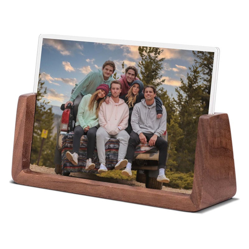 Komimaci 5x7 picture frames, Solid Rustic Wooden Photo Frames with Walnut Wood Base and High Definition Acrylic Glass Covers - for Tabletop or Desktop Display (5x7 inch, Horizontal) - Image 1