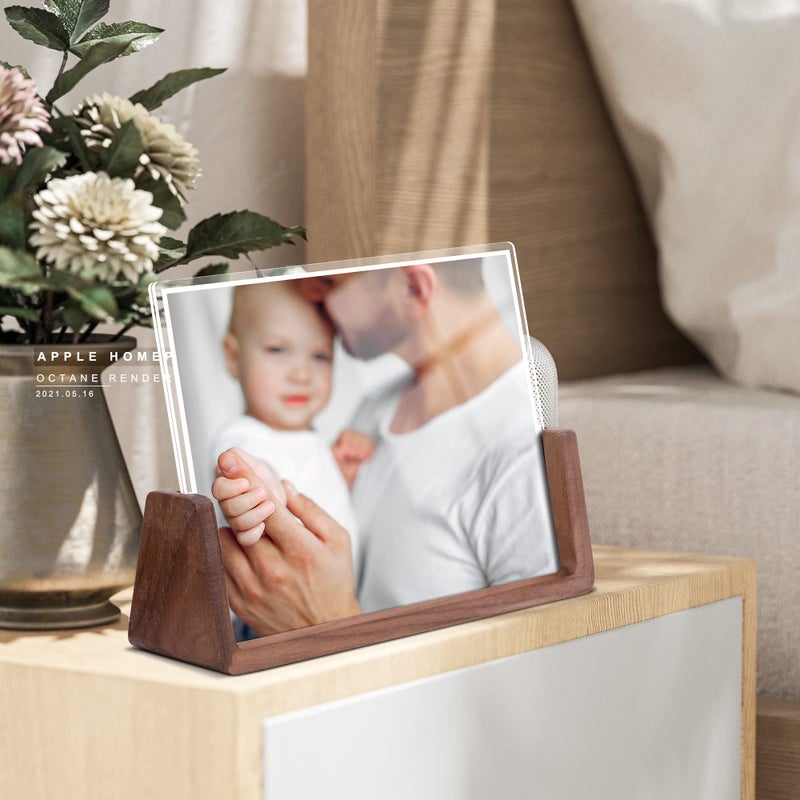 Komimaci 5x7 picture frames, Solid Rustic Wooden Photo Frames with Walnut Wood Base and High Definition Acrylic Glass Covers - for Tabletop or Desktop Display (5x7 inch, Horizontal) - Image 4