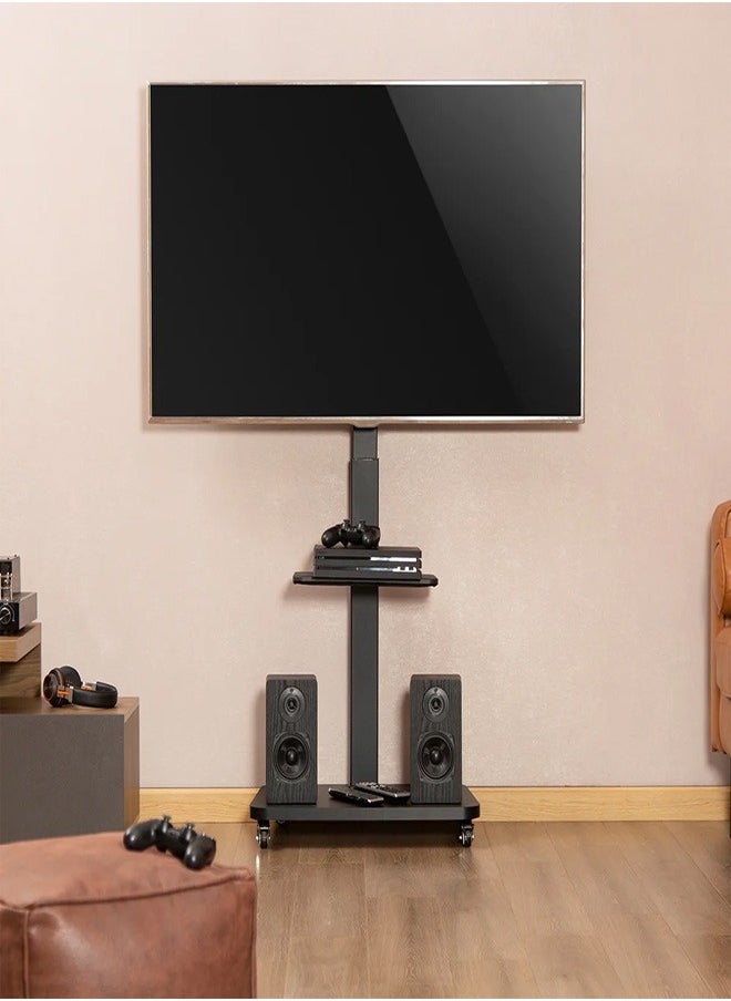 Skill Tech SH 19FS TV Floor Stand for 37–75 Inch Screens, VESA 600x400mm, Max Load 40kg – Adjustable Rolling TV Stand  Black  - Image 3