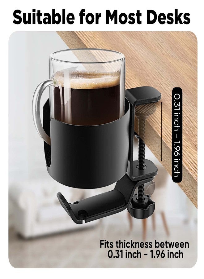 OOKUU 2 in 1 Desk Cup Holder with Headphone Hanger, Anti-Spill Cup Holder for Desk or Table, Easy to Install, Sturdy and Durable, Enough to Hold Coffee Mups, Water Bottles, Headphones - Image 4