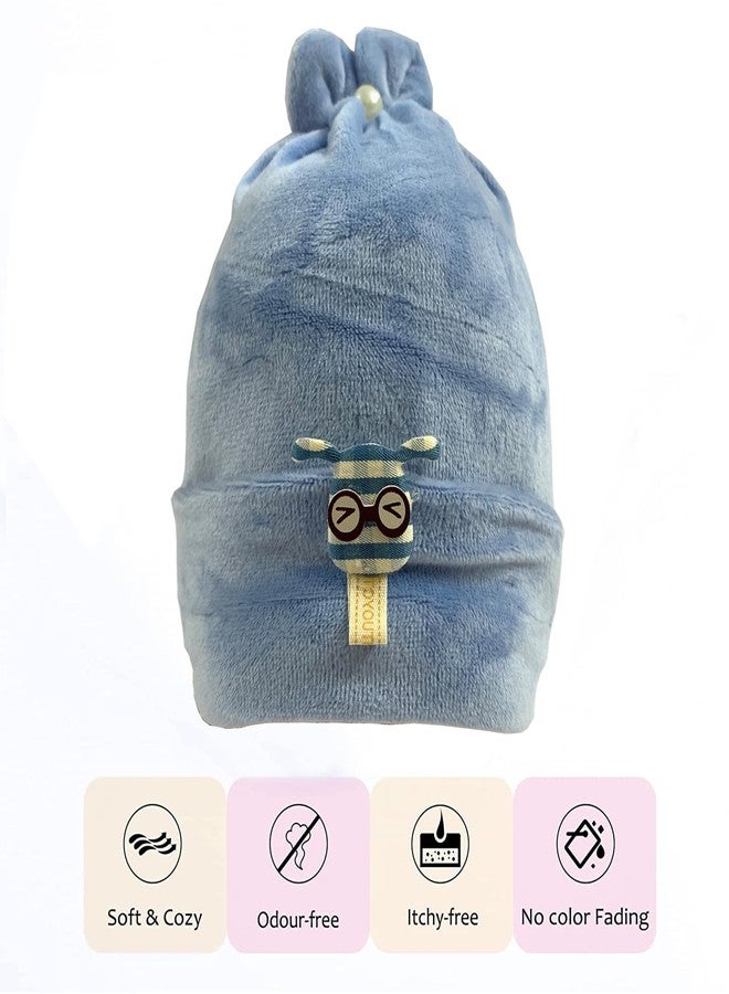 FIT FOCUS Kids Velvet Winter Woolen Caps for Beanie Hat Cap's Warm Cap for Baby Kids Cap New Born Baby Cap's for Boys & Girls (in, Age, 0 Months, 3 Months, Blue+Orange) - Image 5