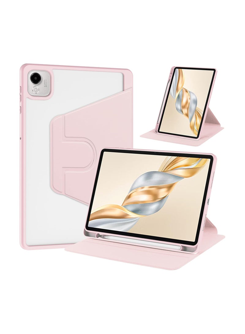 VKL Rotating Case Compatible with Honor Pad X9a/X9 Pro 11.5 Inch 2025 with Pen Holder, 360 Degree Rotation Protective Stand Shockproof Cover Clear Back, Pink - Image 1