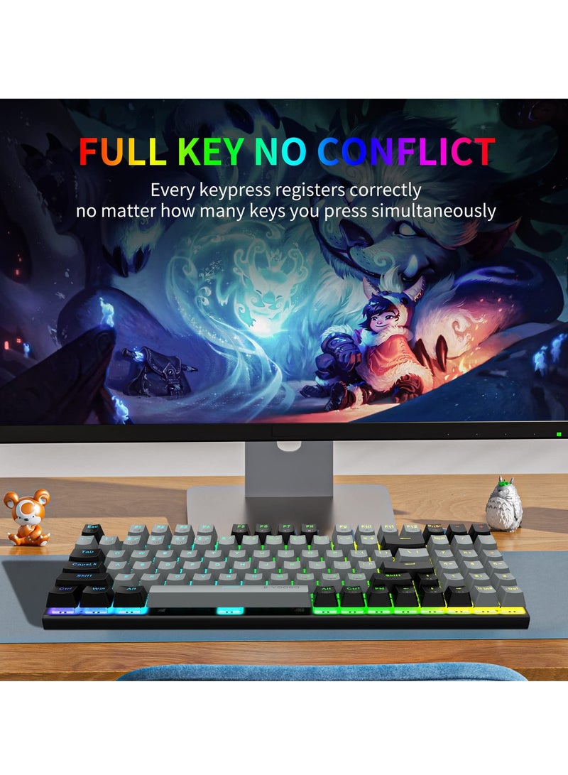 E-YOOSO Z-19 94 Key RGB Gaming Keyboard, Numeric Pad, Red Switches, Mechanical Compact Keyboard , Hot-Swappable Socket,  Grey Black - Image 4
