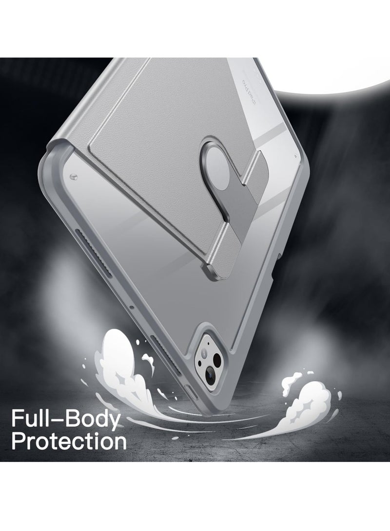 Rock Pow Rotating Cover Case for iPad Pro 11 inch M4 (2024) A2836,A2837,A3006 with Pencil Holder, 360 Degree Rotation Protective Stand Cover Clear Back, Auto Wake/Sleep For 2024 Pro 11 inch M4 Case - Image 4