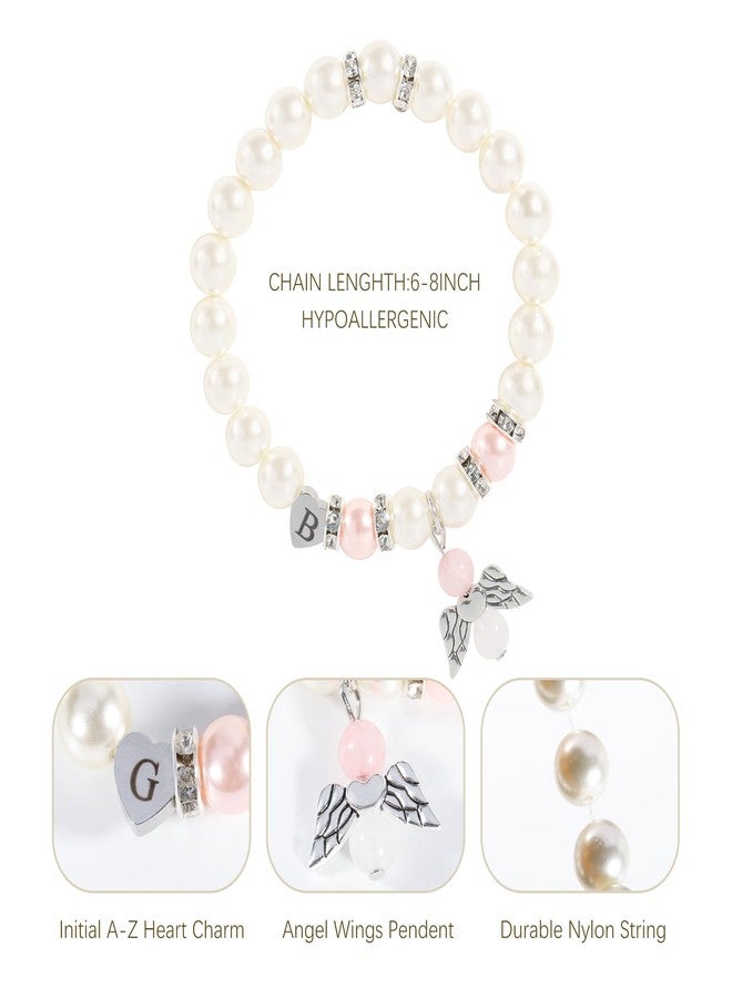 BAYLAY First Communion Gifts for Girls - Angel Wings Pearl Heart A Initial Bracelet for Girl, 1st Communion Gifts for Girls - Image 5