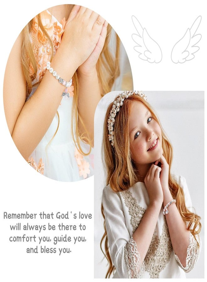 BAYLAY First Communion Gifts for Girls - Angel Wings Pearl Heart A Initial Bracelet for Girl, 1st Communion Gifts for Girls - Image 4