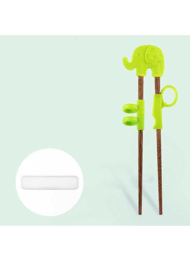 xozgdovg - Cute Children Chopsticks Cartoon Learning Reusable Training Baby Products (Green Elephant) - Image 1