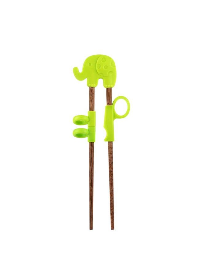 xozgdovg - Cute Children Chopsticks Cartoon Learning Reusable Training Baby Products (Green Elephant) - Image 1