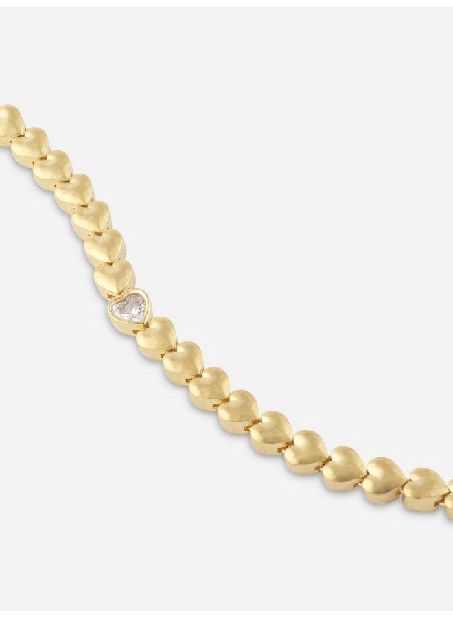 MINUTIAE Stylish Heart Shape Love Theme Tennis Bracelet with Solitaire Cut Crystals Cubic Zirconia Diamond - Gold | Anti-Allergic, Skin Friendly and Unique Masterpiece Gift For Her/Girls/Women - Image 5