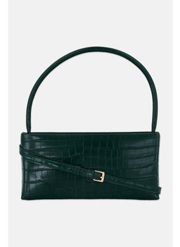 Moda Luxe Women Textured Cross Body Bag 13 H x 27 L x 6 W cm, Dark Green  - Image 1