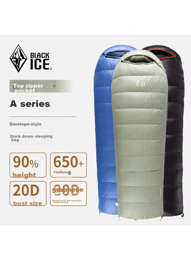 Black Ice Blackice A Series Envelope-style Down Sleeping Bag For Adults, Outdoor Duck Down Sleeping Bag A1000 /khaki/m - Image 1