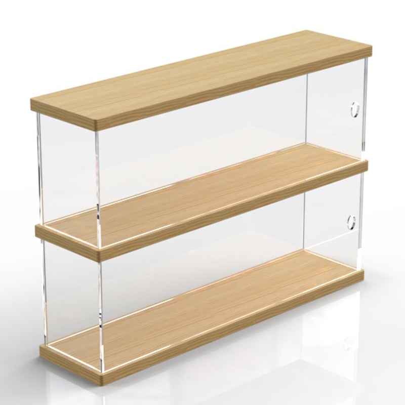 DuvinDD 2Shelves Acrylic Display Case for Collectibles Clear Funko POP Shelves with Door for Figure Dustproof Minifigure Display Case Countertop Organizer Box157x39x11inch - Image 2