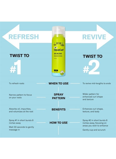 Dry No-Poo Moisturizing Dry Shampoo | Non-Drying Formula | Invisible Finish | For All Curly Hair Types