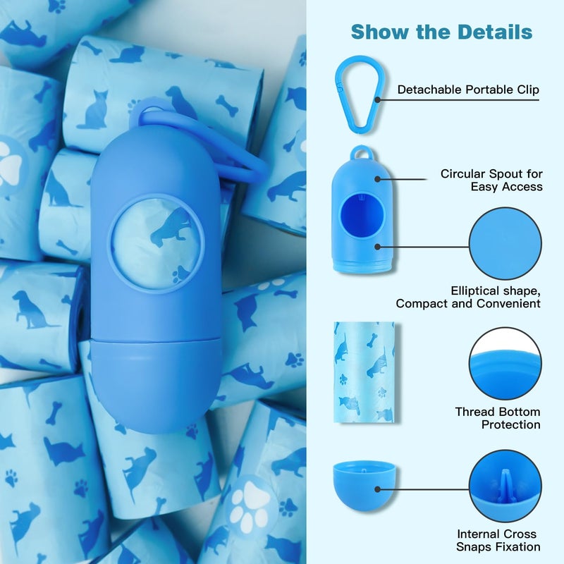 Joyeux 240 Count Ocean Scent Dog Poop Bags Rolls,with Dispenser,Leak-Proof Large Doggie,Extra Thick Poop Bag for Dogs,Cats Litter Bags,Blue Trash Bags for Doggy Pets Bolsa de Popo de Perro - Image 3