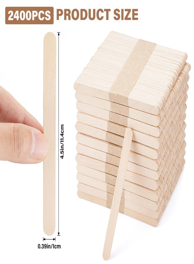 MMonDod 2400 Pcs Popsicle Sticks for Crafts,4.5 Inch Wooden Craft Sticks,Natural Wood Popsicle Stick for Waxing,Ice Cream Sticks,Hair Removal and Waxing Supplies,DIY Wood Crafts for Home Art Projects - Image 2
