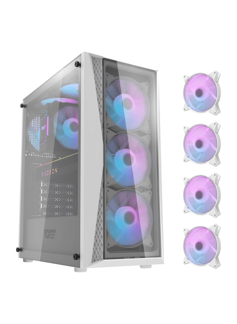 DarkFlash Darkflash DK352 PLUS Luxury ATX/MATX/ITX Gaming PC Case With, Pre-Installed 4 * 120MM ARGB Fans, Transparent Glass Front Panel, USB 3.0 .Computer Case (White) - Image 1
