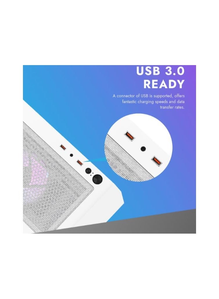 DarkFlash Darkflash DK352 PLUS Luxury ATX/MATX/ITX Gaming PC Case With, Pre-Installed 4 * 120MM ARGB Fans, Transparent Glass Front Panel, USB 3.0 .Computer Case (White) - Image 2