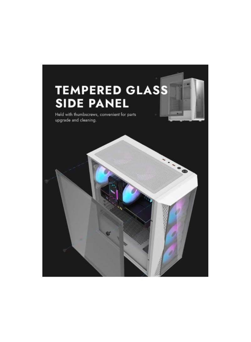 DarkFlash Darkflash DK352 PLUS Luxury ATX/MATX/ITX Gaming PC Case With, Pre-Installed 4 * 120MM ARGB Fans, Transparent Glass Front Panel, USB 3.0 .Computer Case (White) - Image 4