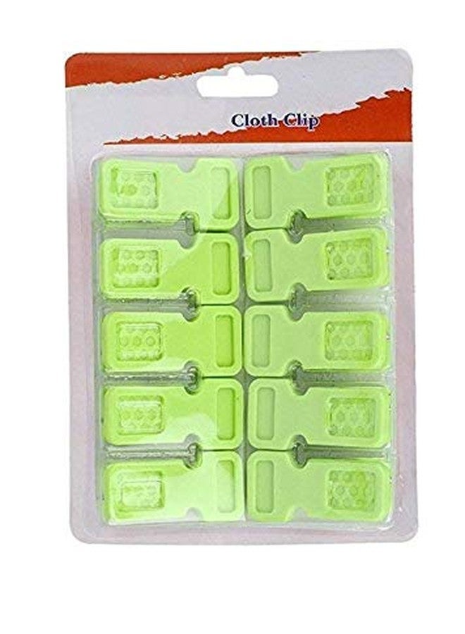 Dmitry Heavy Duty Non Slip Multi Purpose Plastic Clothes Hanger Hanging Hooks Grips Cloth Drying Clips, Cloth Pegs Set (Set of 10 Pcs) Multi - Image 1