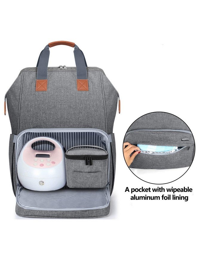 LUXJA LUXJA Breast Pump Bag with Compartments for Cooler Bag and Laptop, Breast Pump Backpack with 2 Options for Wearing (Fits Most Major Breast Pump, Suitable for Working Mothers), Gray - Image 1