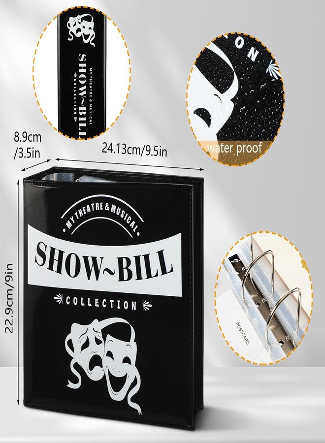 Sinload 2 Set Show Bill Binder with Sleeves for Broadway and Theatre 3 Ring 9.5“ x 9.5”Theater Program Holder with 40 Sheet Protectors PU Leather Playbill Binders Playbill Holder(Yellow and Black) - Image 4
